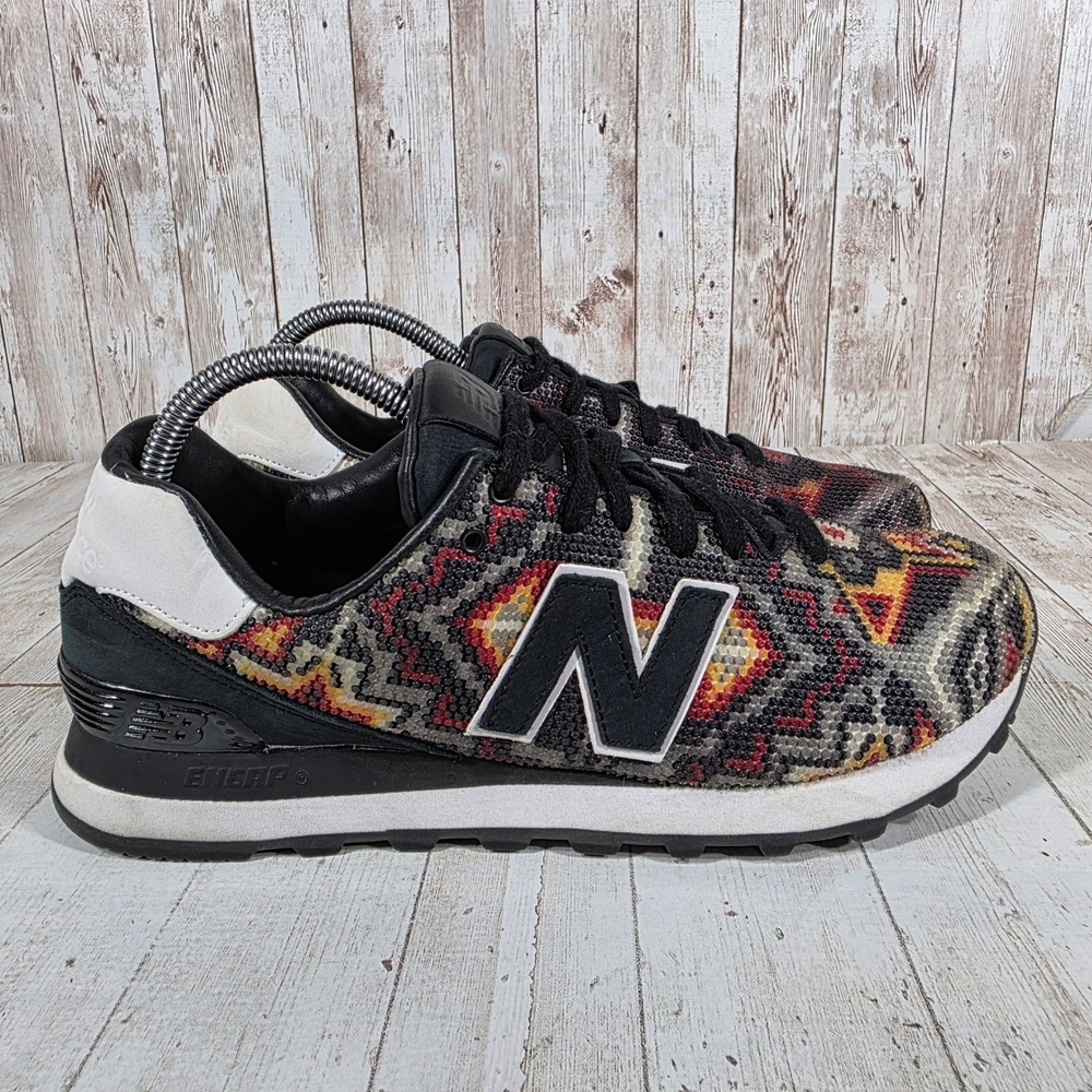 New Balance 574 Mens 8.5 Geometric Tribal Print Black Multi Sneakers UL574RS40